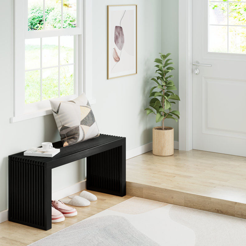 Latitude Run Seamas Bamboo Bench 35 inch Farmhouse Dining Bench Entryway Bench for Living Room Hallway Bedroom Bathroom Reviews Wayfair